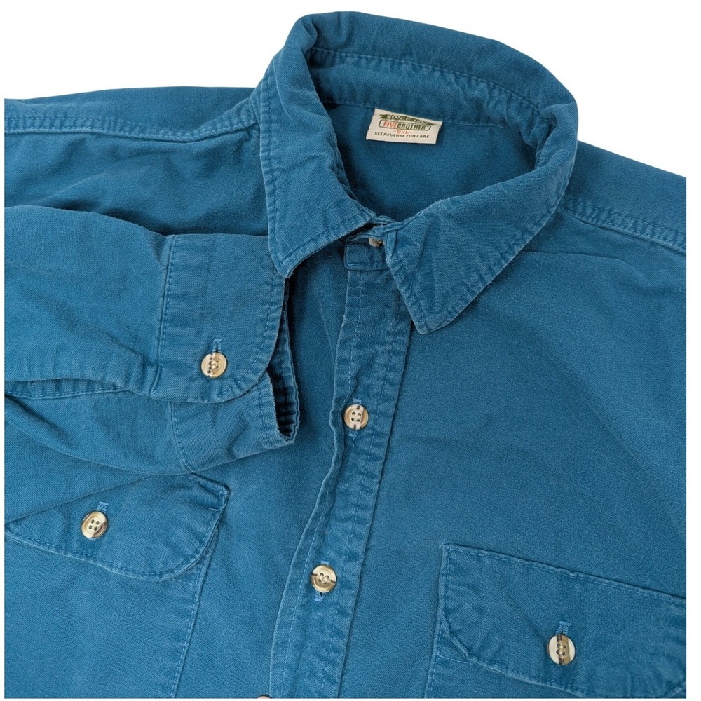 Five Brother 2XL‎ Workwear Long Sleeve Button Up Shirt Teal Blue